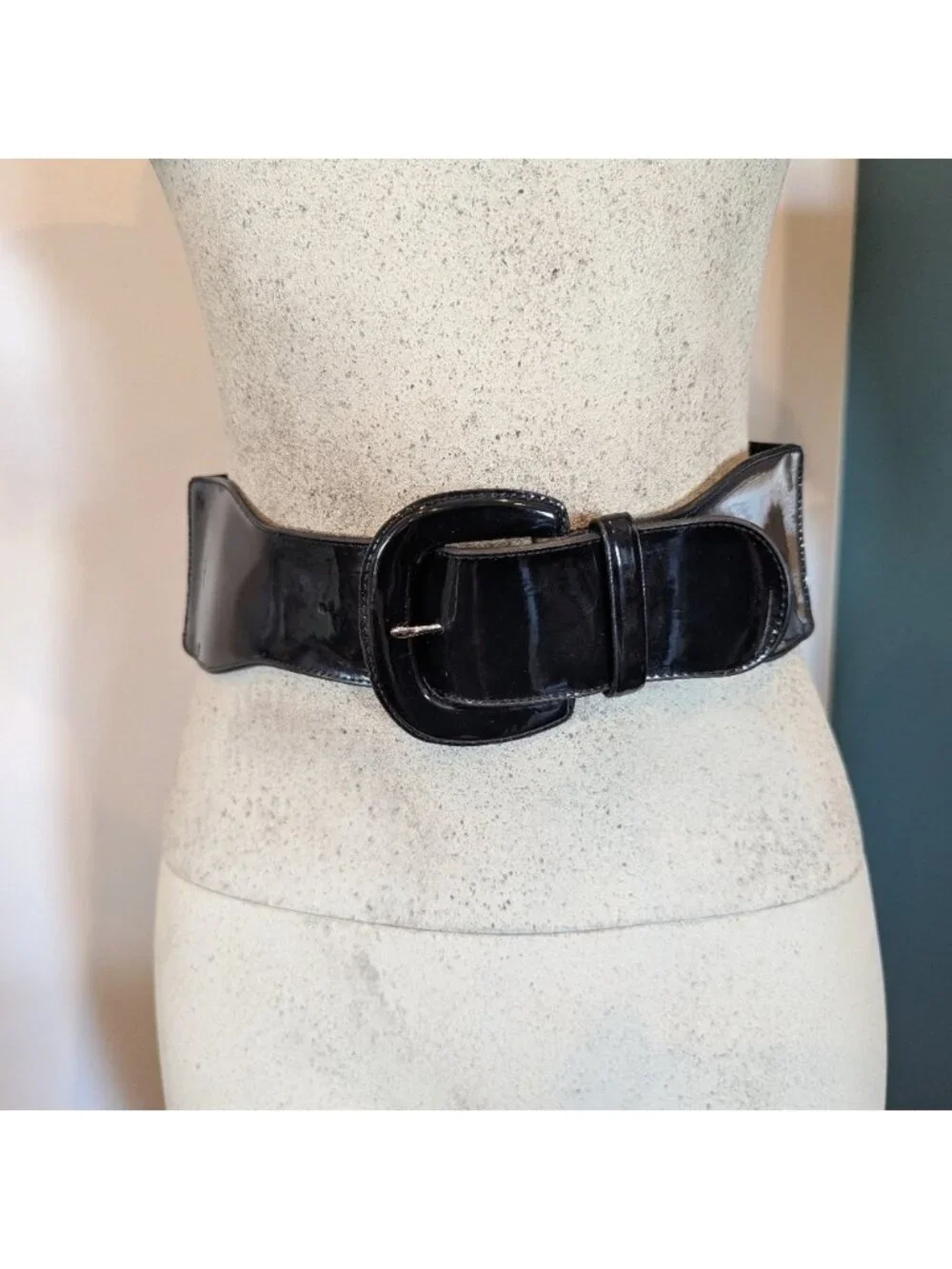Lauren Ralph Lauren Black Patent Leather Waist Cincher Belt Sz S Fits S/M
